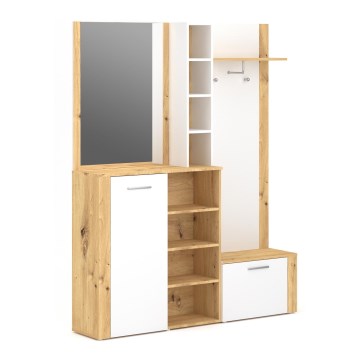Mueble de recibidor con espejo KEVIN marrón/blanco