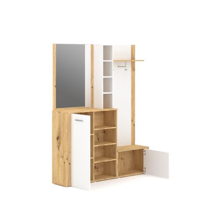 Mueble de recibidor con espejo KEVIN marrón/blanco