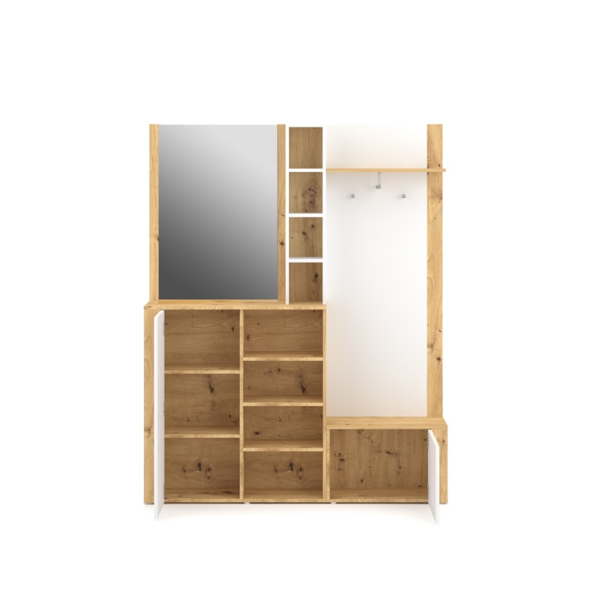 Mueble de recibidor con espejo KEVIN marrón/blanco