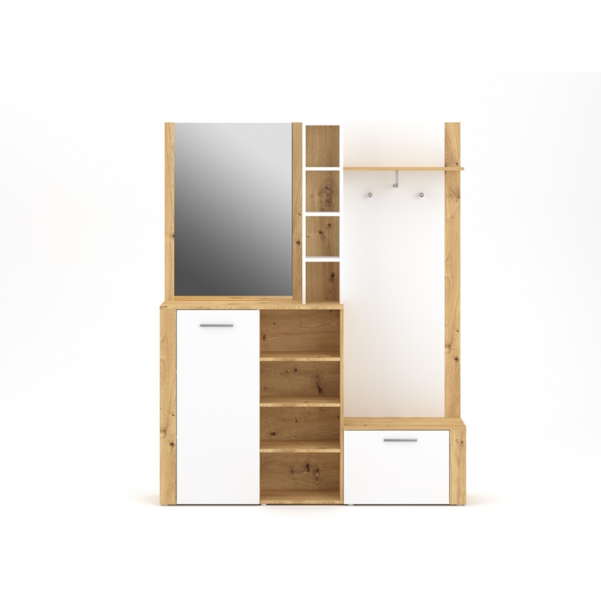 Mueble de recibidor con espejo KEVIN marrón/blanco