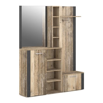 Mueble de recibidor con espejo KEVIN marrón/negro