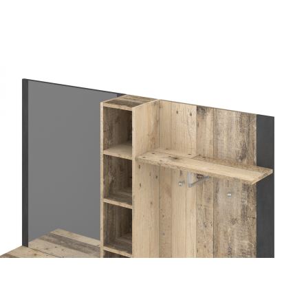 Mueble de recibidor con espejo KEVIN marrón/negro