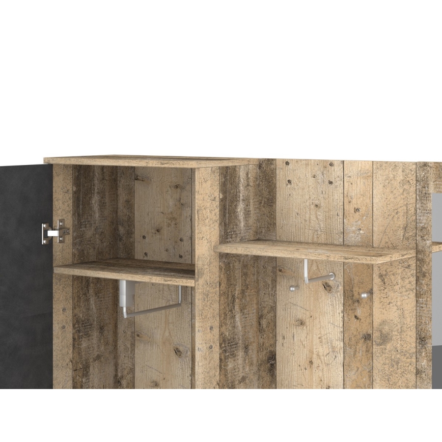 Mueble de recibidor con espejo NOLAN marrón/grafito