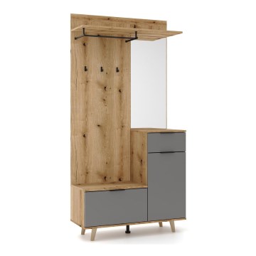 Mueble de recibidor con espejo SVEN, marrón/grafito