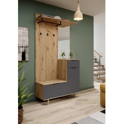 Mueble de recibidor con espejo SVEN, marrón/grafito