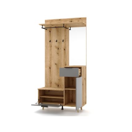Mueble de recibidor con espejo SVEN, marrón/grafito