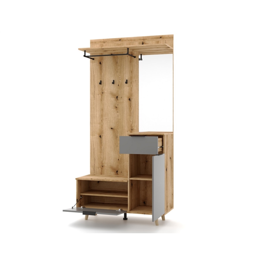 Mueble de recibidor con espejo SVEN, marrón/grafito