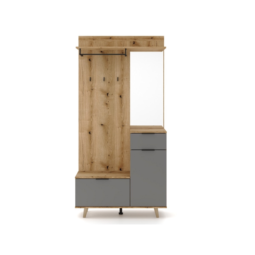 Mueble de recibidor con espejo SVEN, marrón/grafito