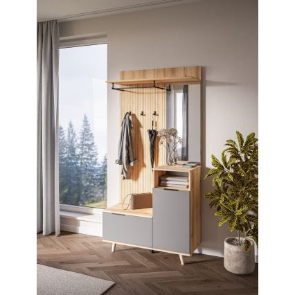 Mueble de recibidor con espejo SVEN marrón/grafito