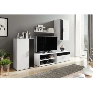 Mueble de salón BRICK blanco/negro