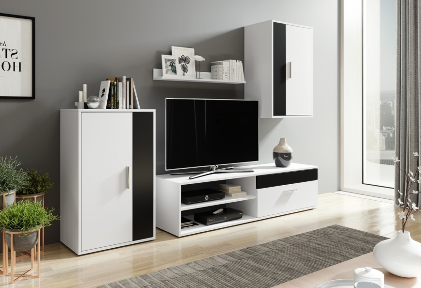 Mueble de salón BRICK blanco/negro