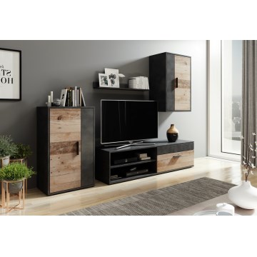 Mueble de salón BRICK marrón/negro