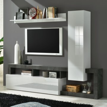 Mueble de salón LENOR blanco/antracita