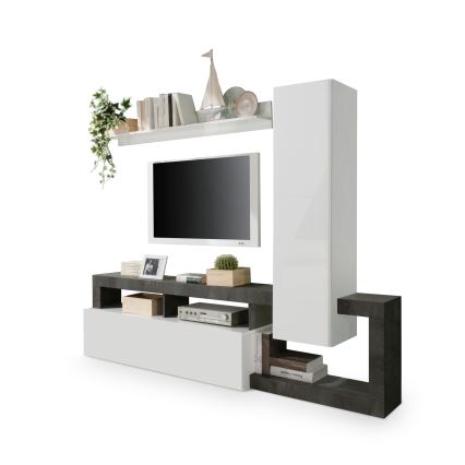 Mueble de salón LENOR blanco/antracita
