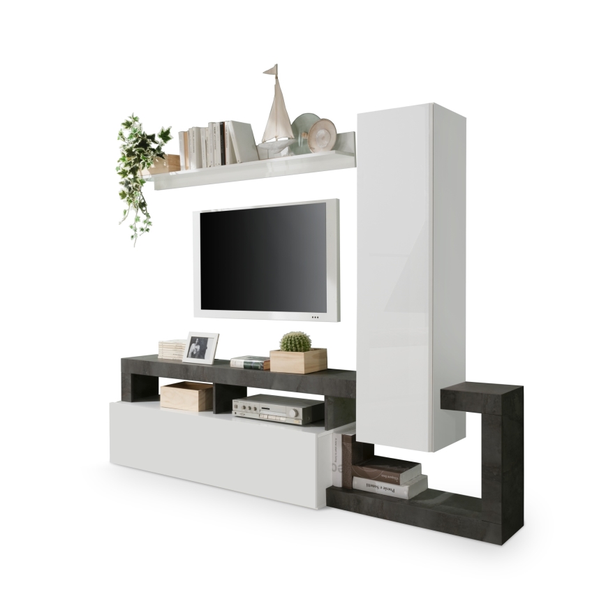 Mueble de salón LENOR blanco/antracita