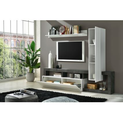 Mueble de salón LENOR blanco/antracita