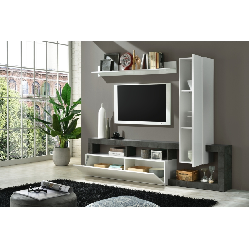 Mueble de salón LENOR blanco/antracita