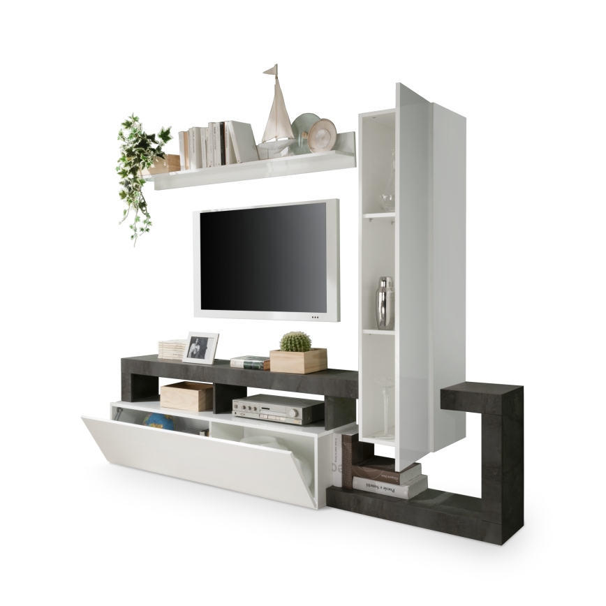 Mueble de salón LENOR blanco/antracita