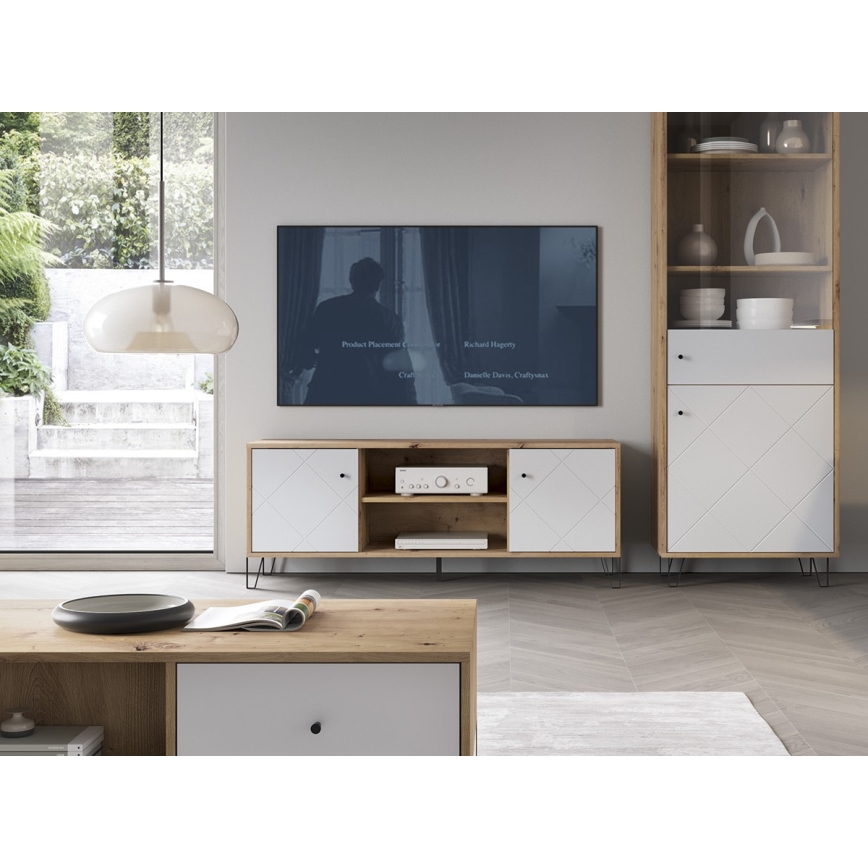 Mueble de TV SULA roble artisan/blanco