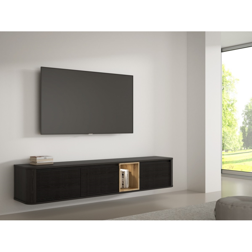 Mueble de TV WARO negro/marrón