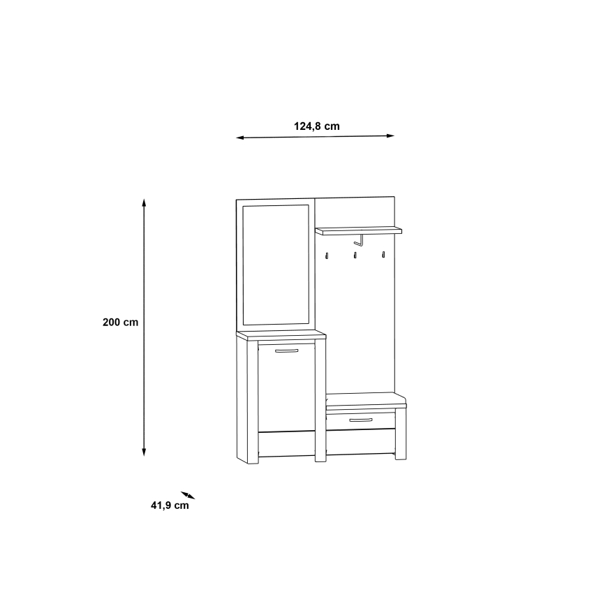Mueble para recibidor con espejo HIRO blanco/gris