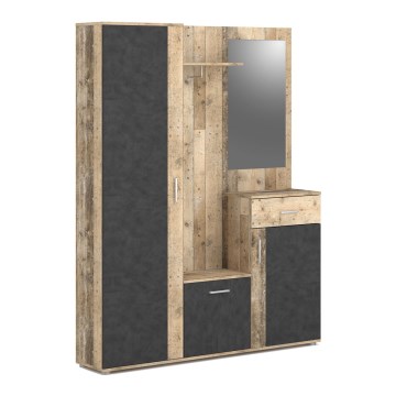 Mueble para recibidor con espejo NOLAN, marrón/grafito