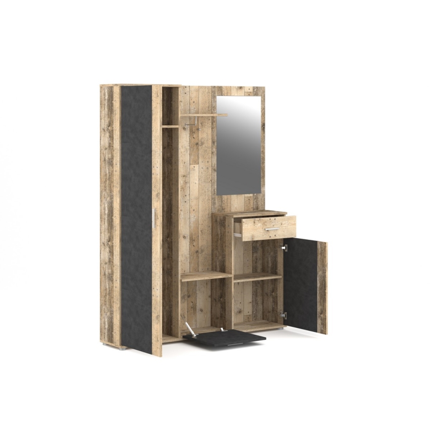 Mueble para recibidor con espejo NOLAN, marrón/grafito