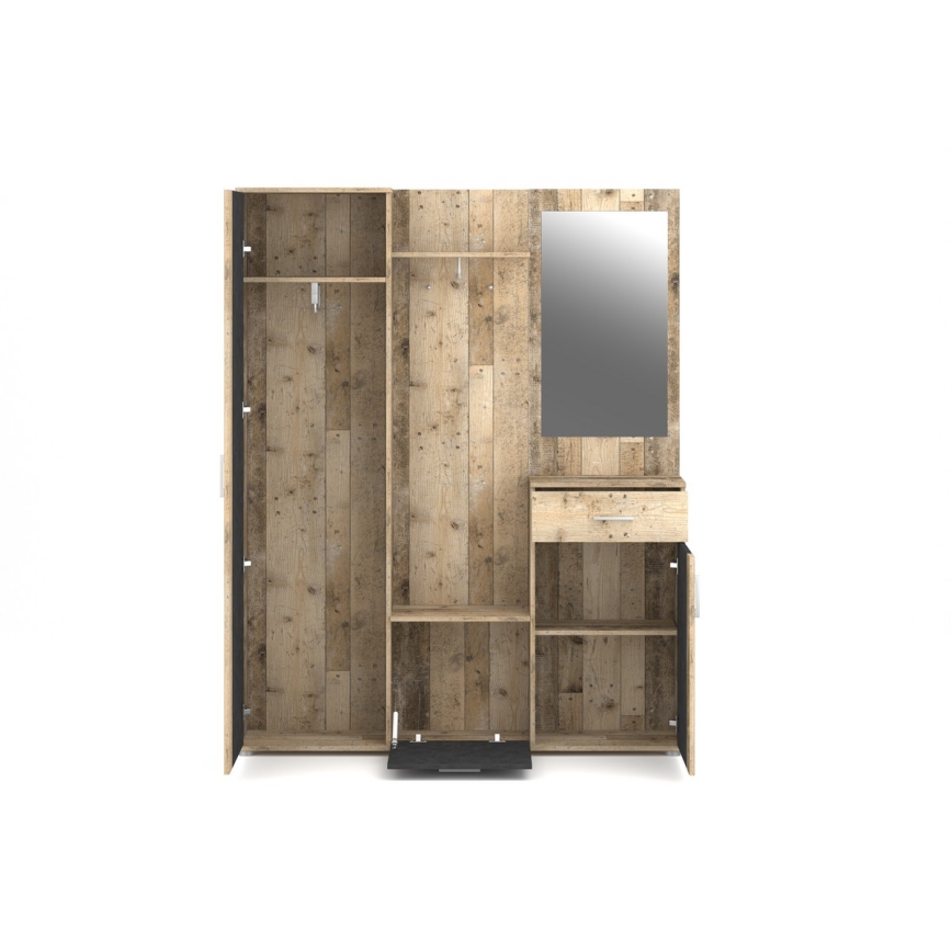 Mueble para recibidor con espejo NOLAN, marrón/grafito