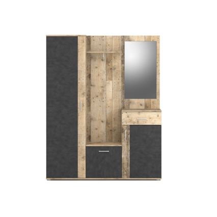 Mueble para recibidor con espejo NOLAN, marrón/grafito