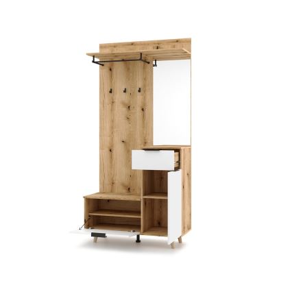 Mueble para recibidor con espejo SVEN marrón/blanco