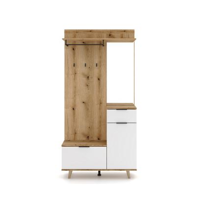 Mueble para recibidor con espejo SVEN marrón/blanco