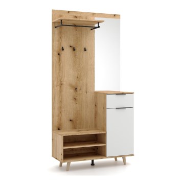 Mueble para recibidor con espejo SVEN, marrón/blanco