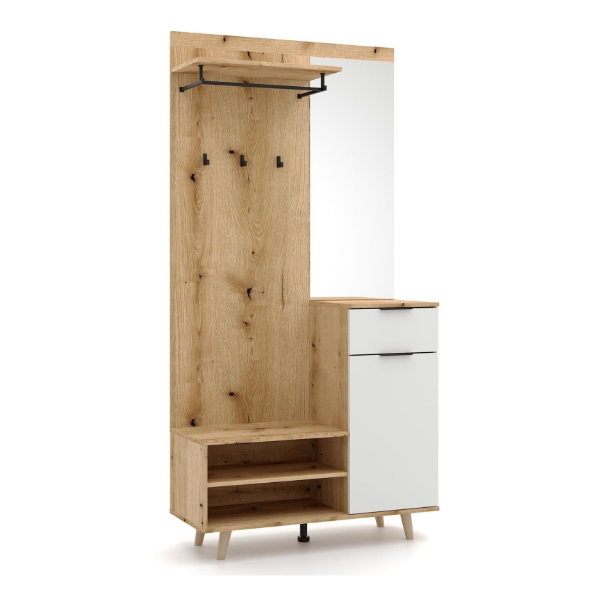 Mueble para recibidor con espejo SVEN, marrón/blanco