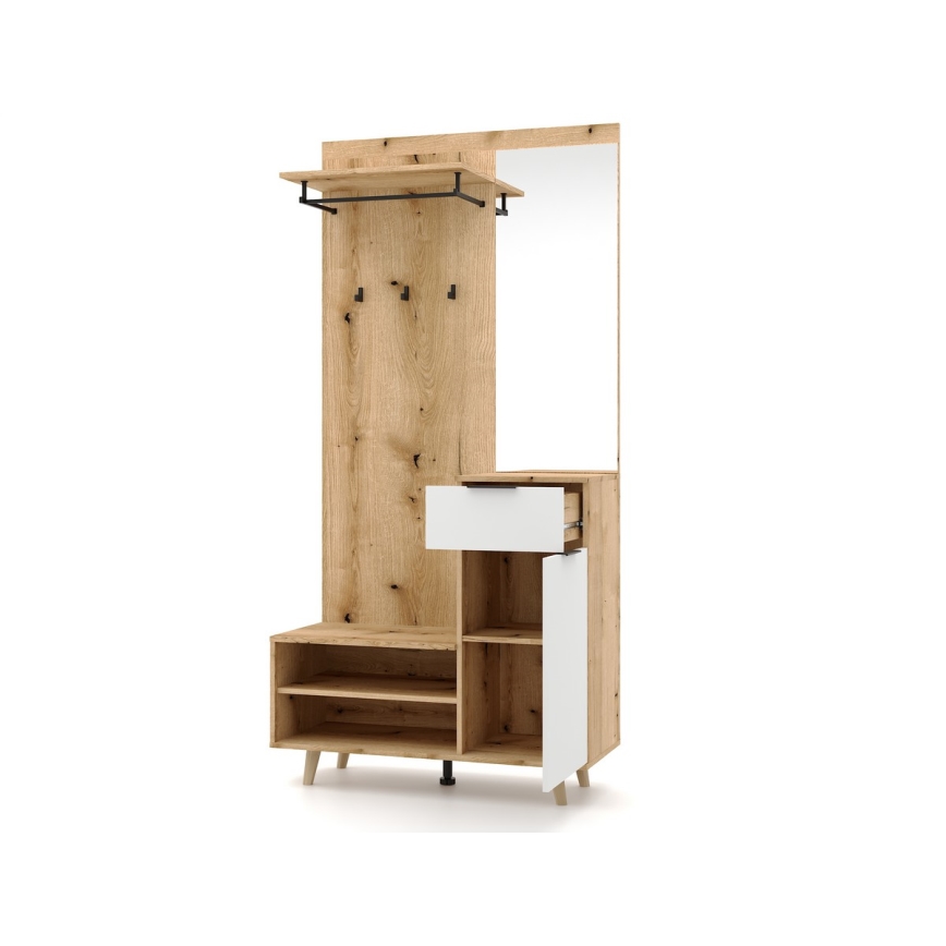 Mueble para recibidor con espejo SVEN, marrón/blanco