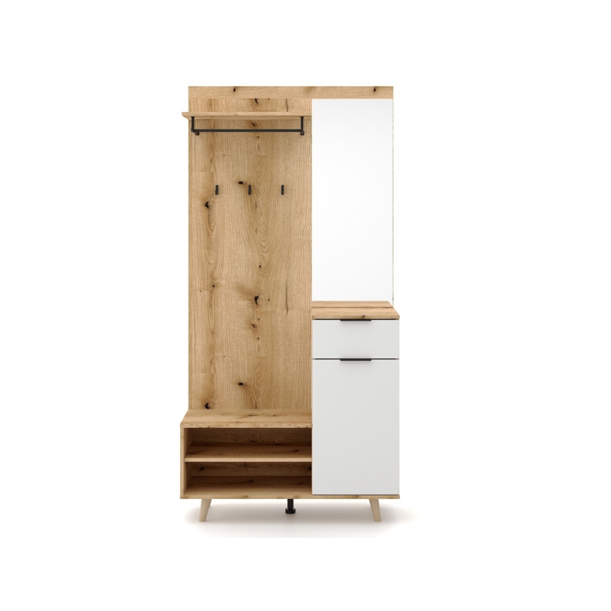 Mueble para recibidor con espejo SVEN, marrón/blanco