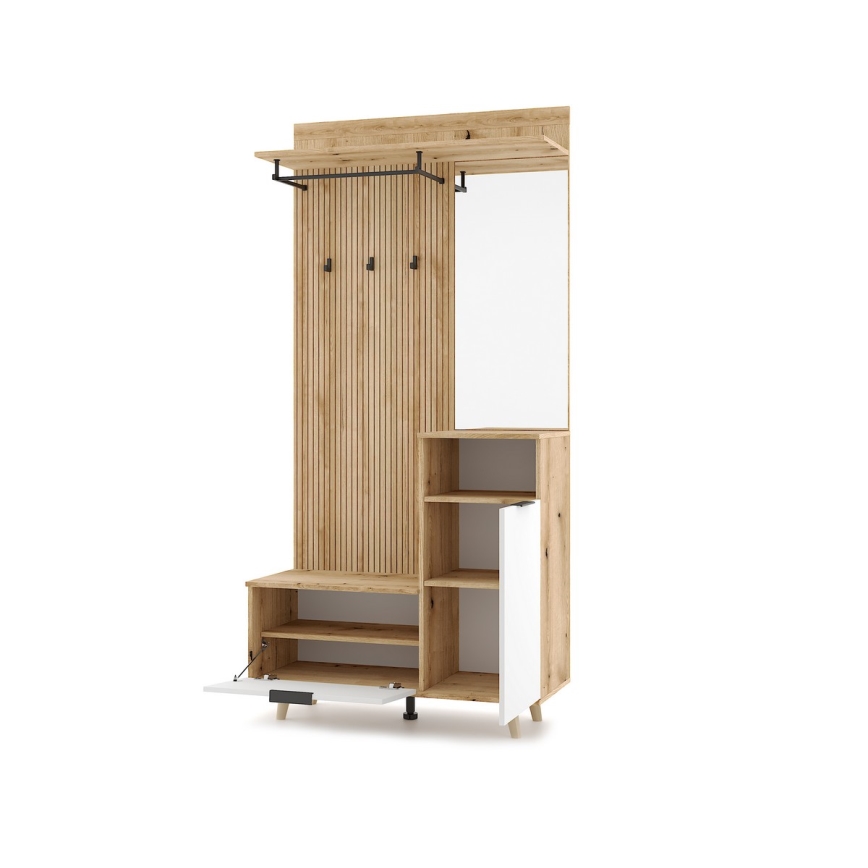 Mueble para recibidor con espejo SVEN, marrón/blanco