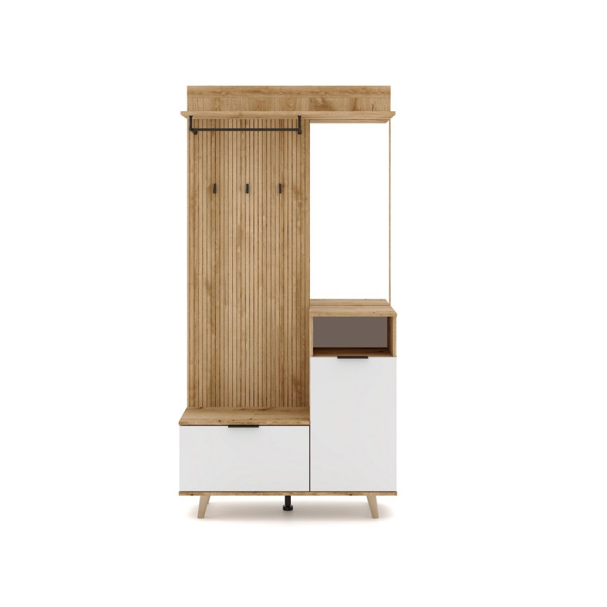 Mueble para recibidor con espejo SVEN, marrón/blanco
