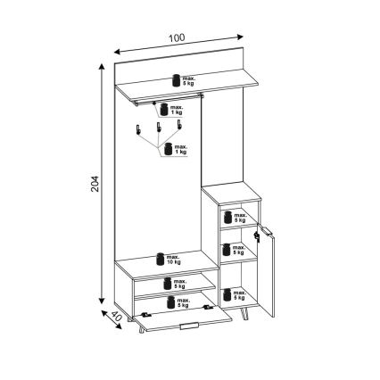 Mueble para recibidor con espejo SVEN, marrón/blanco
