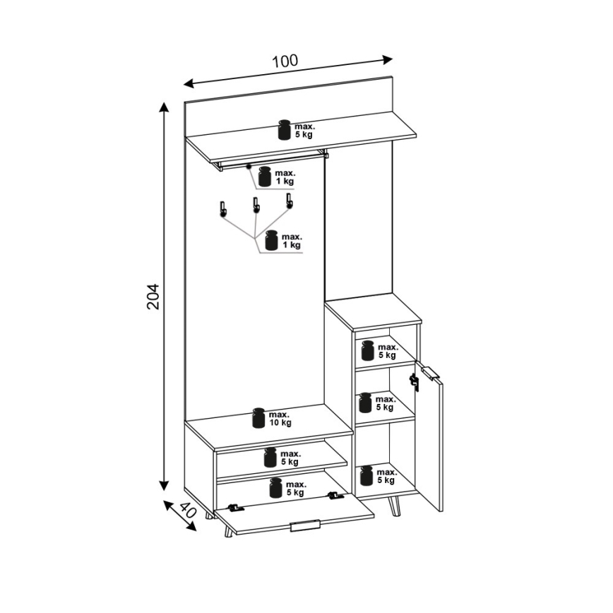 Mueble para recibidor con espejo SVEN, marrón/blanco
