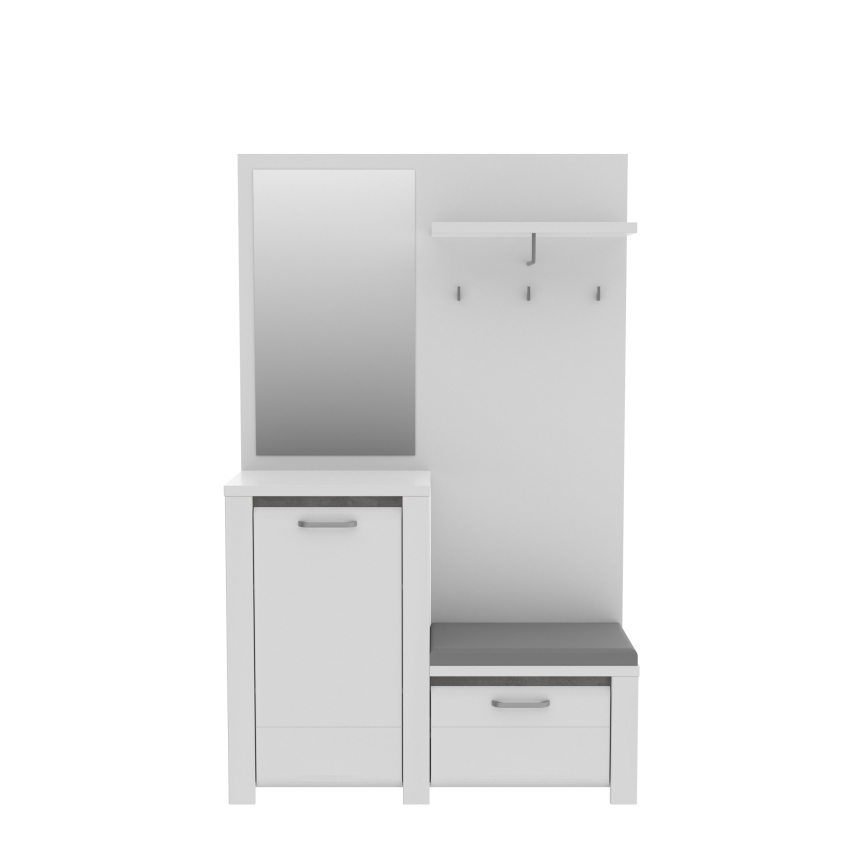 Mueble para recibidor HIRO con espejo, blanco/gris