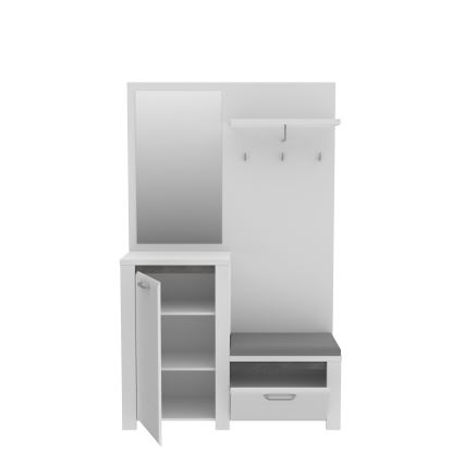 Mueble para recibidor HIRO con espejo, blanco/gris