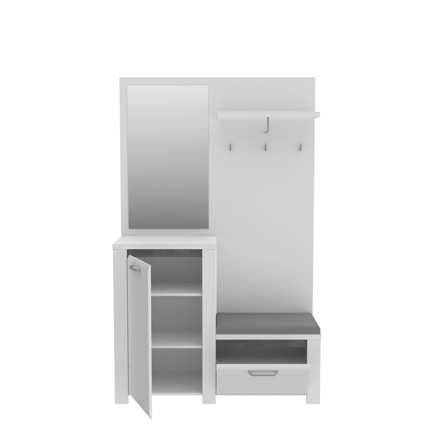 Mueble para recibidor HIRO con espejo, blanco/gris
