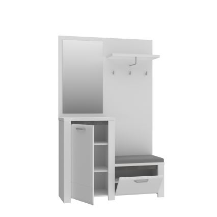 Mueble para recibidor HIRO con espejo, blanco/gris