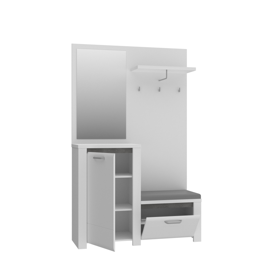 Mueble para recibidor HIRO con espejo, blanco/gris