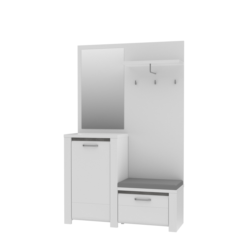 Mueble para recibidor HIRO con espejo, blanco/gris