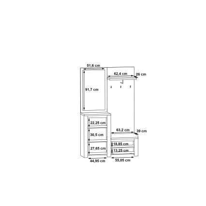 Mueble para recibidor HIRO con espejo, blanco/gris