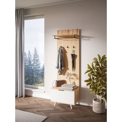 Mueble para recibidor KLEO marrón/blanco
