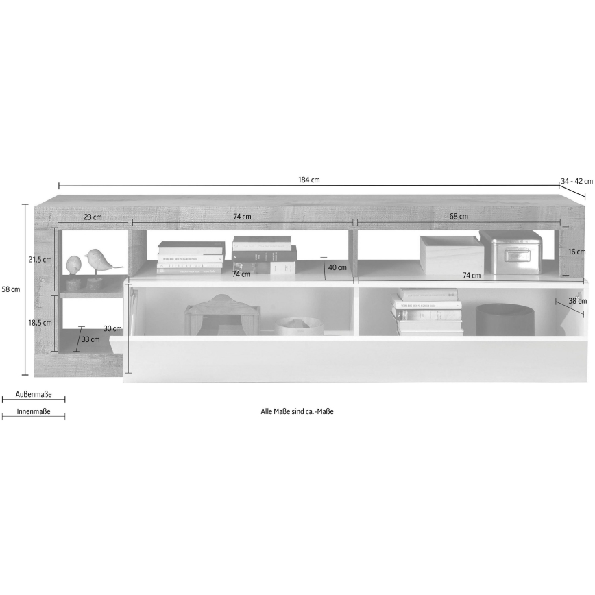 Mueble para TV LENOR blanco/antracita