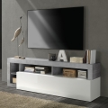 Mueble para TV LENOR blanco/gris efecto hormigón
