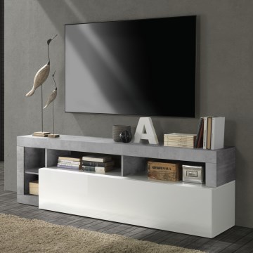 Mueble para TV LENOR blanco/gris efecto hormigón
